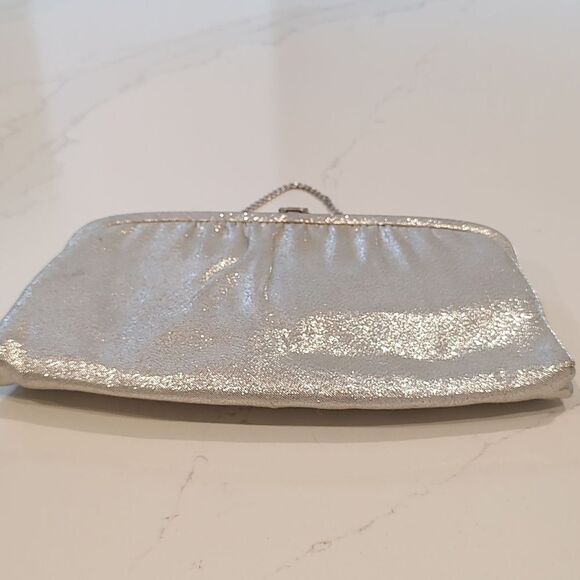 Vintage After Five Special Occasion Clutch/Handbag in Metallic Silver - Picture 4 of 10